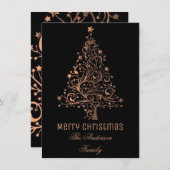Sterrenkerstboom Zwart Bruin Koper Metallic Feestdagenkaart (Voorkant / Achterkant)
