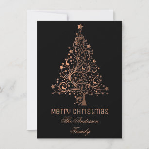 Sterrenkerstboom Zwart Bruin Koper Metallic Feestdagenkaart