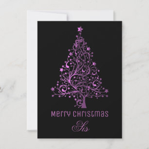 Sterrenkerstboom Zwart Roze Metallic Look Feestdagenkaart