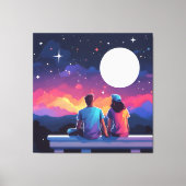Sterrenkijken Paar Canvas Afdruk (Voorkant)