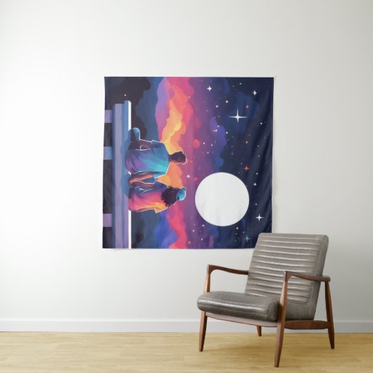 Sterrenkijken Paar Wandkleed (In Situ (horizontaal))