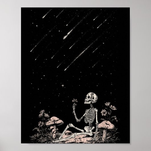 Sterrenkijkende Skelet Goth Zomer Poster (Voorkant)