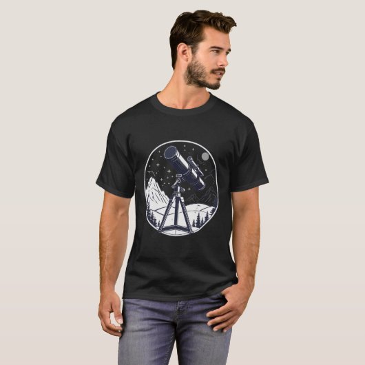 Sterrenkijkende telescoop astronomie hobby t-shirt (Voorkant volledig)