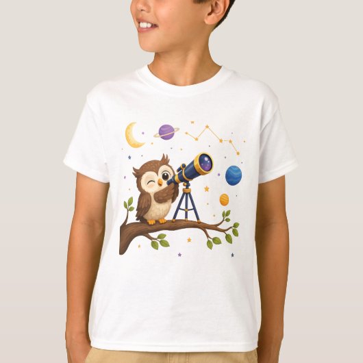 Sterrenkijkende uil t-shirt (Voorkant)