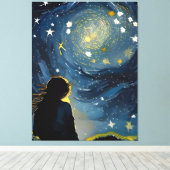 Sterrenkijkende vrouw canvas afdruk (Insitu (Houten vloer))