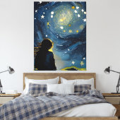 Sterrenkijkende vrouw canvas afdruk (Insitu (Slaapkamer))