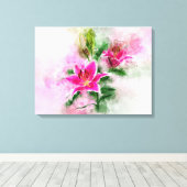 Sterrenkijker Lelie bloem waterverf - wb 02 Canvas Afdruk (Insitu (Houten vloer))