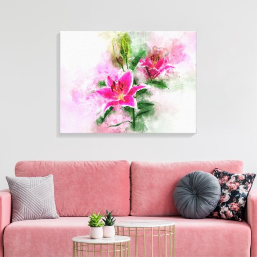 Sterrenkijker Lelie bloem waterverf - wb 02 Canvas Afdruk (Insitu (Woonkamer))