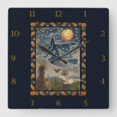 Sterrenklok Halloween Night Wall Vierkante Klok (Voorkant)