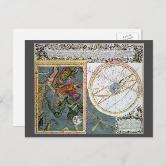 sterrenkunde, komeetpad door Matthaeus Seutter Briefkaart (Voorkant / Achterkant)