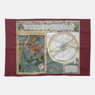  sterrenkunde, komeetpad door Matthaeus Seutter Theedoek