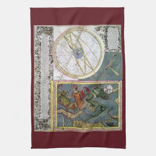  sterrenkunde, komeetpad door Matthaeus Seutter Theedoek (Verticaal)