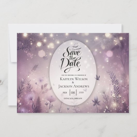 Sterrenlicht Betovering in Bloom Bruiloft Save The Date (Voorkant)