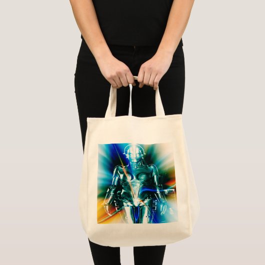 Sterrenlicht Robot Grote Boodschappentas Tote Bag (Voorkant (product))
