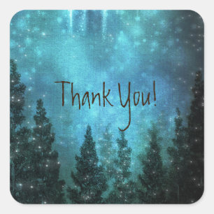 Sterrenlicht Rustieke Dennenbomen Landelijke Bruil Vierkante Sticker