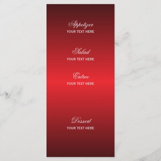 Sterrenlichten in het rood - Menu (Achterkant)