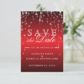 Sterrenlichten in Metallic Red Save the Date (Staand voorkant)