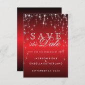 Sterrenlichten in Metallic Red Save the Date (Voorkant / Achterkant)