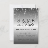 Sterrenlichtjes in Metaalzilver - Reserveer de dat Save The Date (Voorkant)