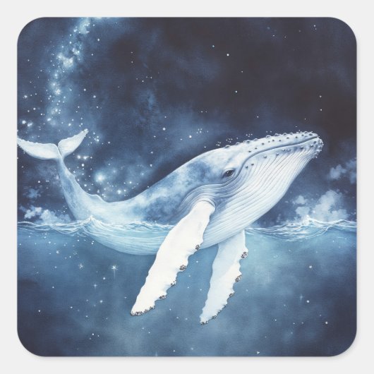 Sterrenlichtpad van de Bultrugwalvis Vierkante Sticker (Voorkant)