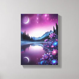 Sterrenmeer Bloemendroom Nachtzicht Canvas Afdruk
