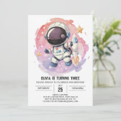 Sterrenmoderne Odyssey astronaut verjaardag Kaart (Staand voorkant)