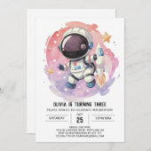 Sterrenmoderne Odyssey astronaut verjaardag Kaart (Voorkant / Achterkant)