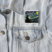 sterrennacht 1889, Vincent van Gogh Vierkante Button 5,1 Cm (In situ)