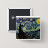 sterrennacht 1889, Vincent van Gogh Vierkante Button 5,1 Cm (Voorkant /achterkant)