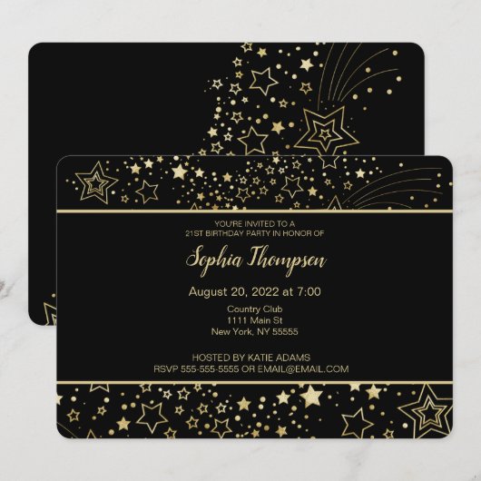 Sterrennacht 21e Verjaardagsfeestuitnodiging Kaart (Voorkant / Achterkant)