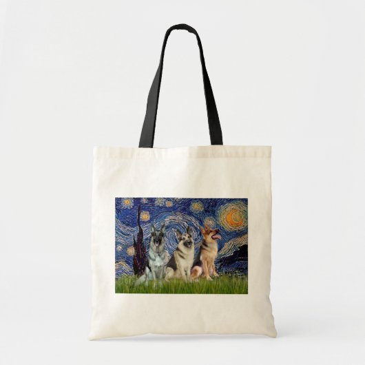 Sterrennacht - 3 Duitse Herders Tote Bag (Voorkant)
