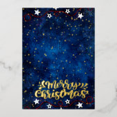 Sterrennacht 4 foto's Collage Merry Christmas Gold Folie Feestdagenkaart (Voorkant)