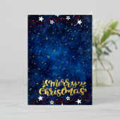 Sterrennacht 4 foto's Collage Merry Christmas Gold Folie Feestdagenkaart (Staand Voorkant)