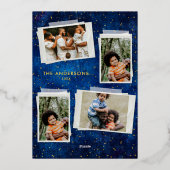 Sterrennacht 4 foto's Collage Merry Christmas Gold Folie Feestdagenkaart (Achterkant)