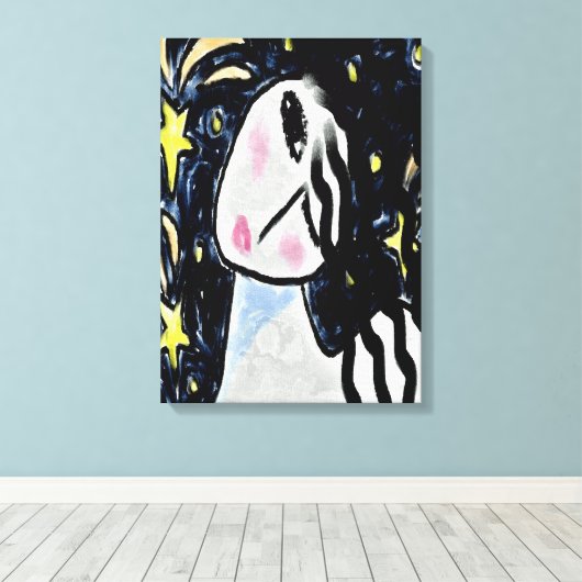 Sterrennacht Abstract digitaal schilderen Canvas Afdruk (Insitu (Houten vloer))