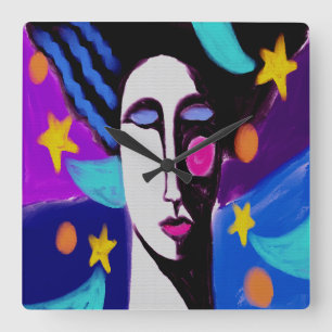 Sterrennacht Abstracte kunstmuur klok