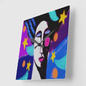 Sterrennacht Abstracte kunstmuur klok (Hoek)