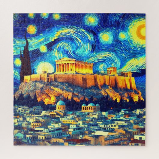 Sterrennacht Acropolis Athens Griekenland Legpuzzel (Verticaal)