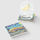 Sterrennacht Acropolis Athens Griekenland Stenen Onderzetter (Zijkant)