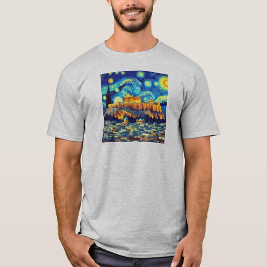 Sterrennacht Acropolis Athens Griekenland T-shirt (Voorkant)