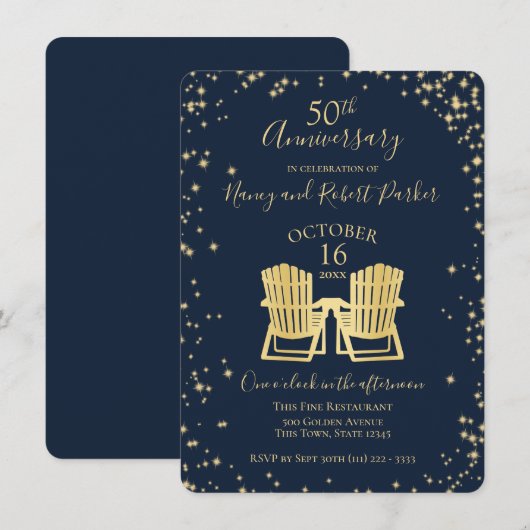 Sterrennacht Adirondack-stoelen 50ste verjaardag Kaart (Voorkant / Achterkant)