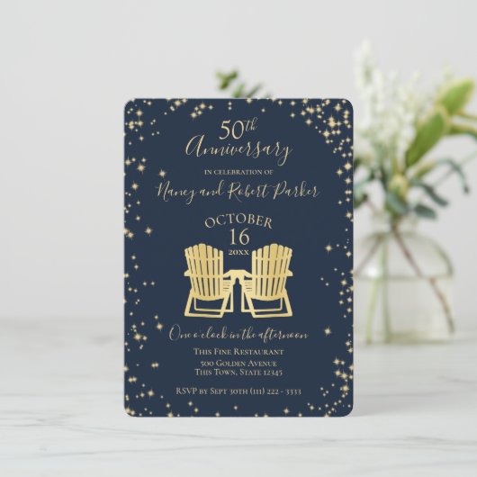 Sterrennacht Adirondack-stoelen 50ste verjaardag Kaart (Staand voorkant)