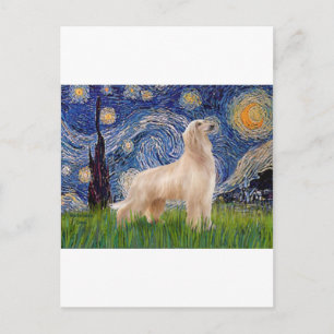Sterrennacht - Afghaanse windhond (crème statief) Briefkaart