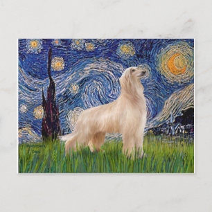 Sterrennacht - Afghaanse windhond (crème statief) Briefkaart