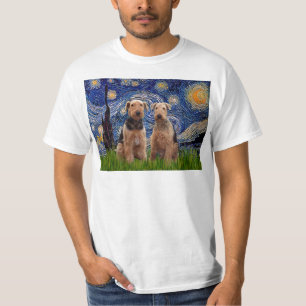 Sterrennacht - Airedale Terriers (twee) T-shirt