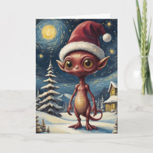 Sterrennacht Alien kerstvakantie gepersonaliseerd Kaart