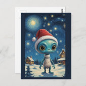 Sterrennacht Alien Schattigee Kerst Aangepaste tek Briefkaart (Voorkant / Achterkant)