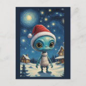Sterrennacht Alien Schattigee Kerst Aangepaste tek Briefkaart (Voorkant)