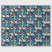 Sterrennacht Alien Schattigee kerst Cadeaupapier (Vlak)