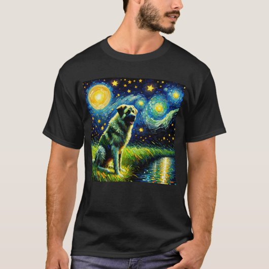 Sterrennacht Anatolische herdershond Van Gogh Love T-shirt (Voorkant)